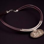 Silver necklace with an antique Assyrian engraved stone. AR 502-AR